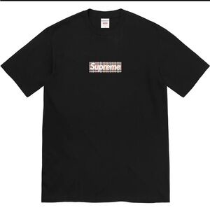 Supreme Black Tee with Burberry Box Logo